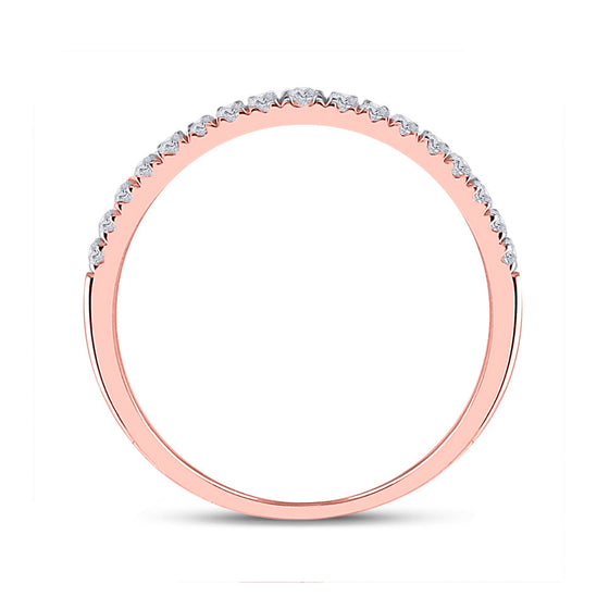 10k Rose Gold Round Diamond Halo Bridal Wedding Ring Band Set 1/2 Cttw