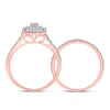 10k Rose Gold Round Diamond Halo Bridal Wedding Ring Band Set 1/2 Cttw