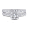 10k White Gold Round Diamond Halo Bridal Wedding Ring Band Set 1/2 Cttw