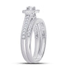 10k White Gold Round Diamond Halo Bridal Wedding Ring Band Set 1/2 Cttw