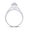 10k White Gold Round Diamond Halo Bridal Wedding Ring Band Set 1/2 Cttw