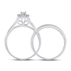 10k White Gold Round Diamond Halo Bridal Wedding Ring Band Set 1/2 Cttw