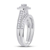 10k White Gold Round Diamond Halo Bridal Wedding Ring Band Set 1/2 Cttw