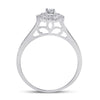 10k White Gold Round Diamond Halo Bridal Wedding Ring Band Set 1/2 Cttw