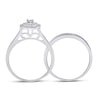 10k White Gold Round Diamond Halo Bridal Wedding Ring Band Set 1/2 Cttw