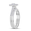 10k White Gold Round Diamond Heart Bridal Wedding Ring Band Set 1/2 Cttw