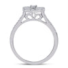 10k White Gold Round Diamond Heart Bridal Wedding Ring Band Set 1/2 Cttw