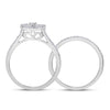10k White Gold Round Diamond Heart Bridal Wedding Ring Band Set 1/2 Cttw