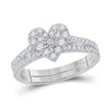 10k White Gold Round Diamond Heart Bridal Wedding Ring Band Set 1/2 Cttw