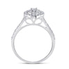 10k White Gold Round Diamond Oval Halo Bridal Wedding Ring Band Set 1/2 Cttw
