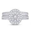 10k White Gold Round Diamond Bridal Wedding Ring Band Set 1/2 Cttw