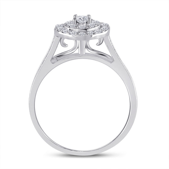 10k White Gold Round Diamond Bridal Wedding Ring Band Set 1/2 Cttw