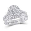 10k White Gold Round Diamond Bridal Wedding Ring Band Set 1/2 Cttw
