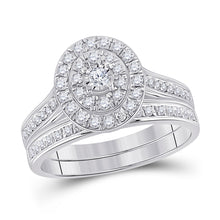  10k White Gold Round Diamond Bridal Wedding Ring Band Set 1/2 Cttw