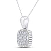 10k White Gold Womens Round Diamond Square Pendant 1/6 Cttw