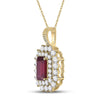 14k Yellow Gold Womens Emerald Ruby Diamond Halo Pendant 7/8 Cttw
