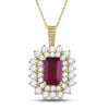 14k Yellow Gold Womens Emerald Ruby Diamond Halo Pendant 7/8 Cttw