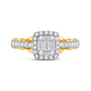14k Yellow Gold Womens Baguette Diamond Square Ring 3/4 Cttw