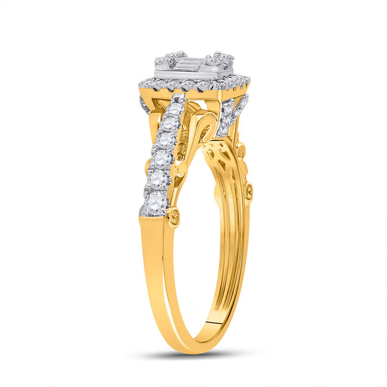 14k Yellow Gold Womens Baguette Diamond Square Ring 3/4 Cttw