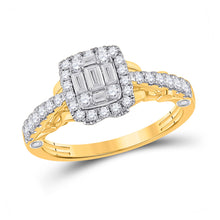  14k Yellow Gold Womens Baguette Diamond Square Ring 3/4 Cttw