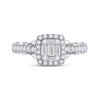 14k White Gold Womens Baguette Diamond Square Ring 3/4 Cttw