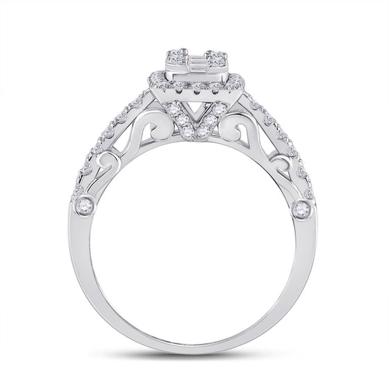 14k White Gold Womens Baguette Diamond Square Ring 3/4 Cttw