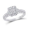 14k White Gold Womens Baguette Diamond Square Ring 3/4 Cttw