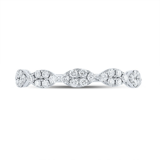 14k White Gold Womens Round Diamond Fashion Band Ring 1/2 Cttw