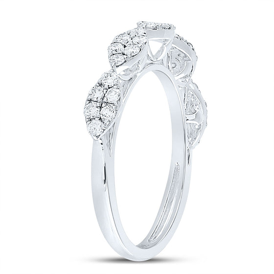 14k White Gold Womens Round Diamond Fashion Band Ring 1/2 Cttw