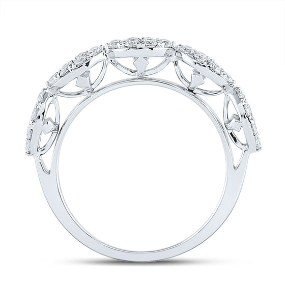 14k White Gold Womens Round Diamond Fashion Band Ring 1/2 Cttw