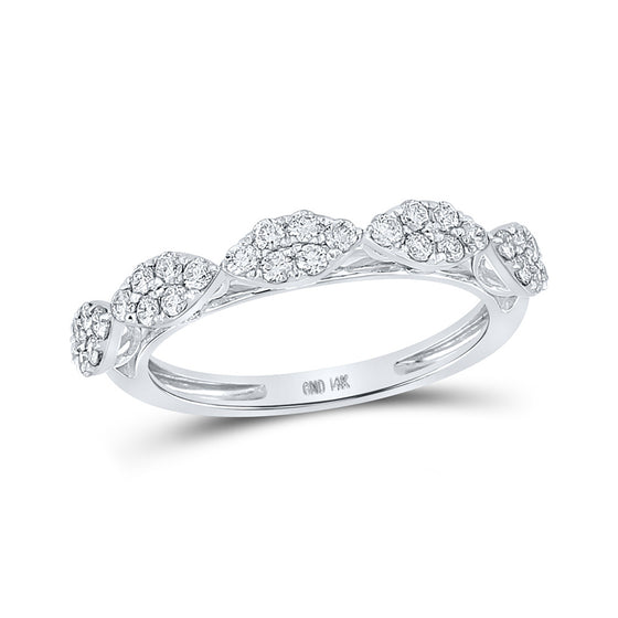 14k White Gold Womens Round Diamond Fashion Band Ring 1/2 Cttw