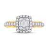 14k Yellow Gold Womens Baguette Diamond Square Cluster Ring 5/8 Cttw