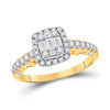 14k Yellow Gold Womens Baguette Diamond Square Cluster Ring 5/8 Cttw