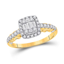  14k Yellow Gold Womens Baguette Diamond Square Cluster Ring 5/8 Cttw