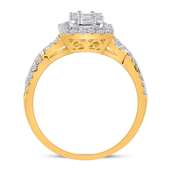 14k Yellow Gold Womens Baguette Diamond Square Ring 5/8 Cttw