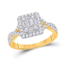  14k Yellow Gold Womens Baguette Diamond Square Ring 5/8 Cttw