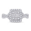 14k White Gold Womens Baguette Diamond Square Ring 5/8 Cttw