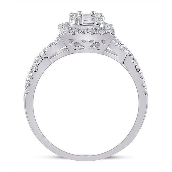 14k White Gold Womens Baguette Diamond Square Ring 5/8 Cttw