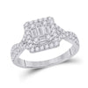 14k White Gold Womens Baguette Diamond Square Ring 5/8 Cttw