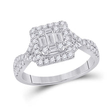  14k White Gold Womens Baguette Diamond Square Ring 5/8 Cttw