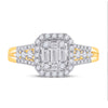 14k Yellow Gold Womens Baguette Diamond Square Cluster Ring 3/4 Cttw