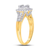 14k Yellow Gold Womens Baguette Diamond Square Cluster Ring 3/4 Cttw