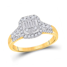  14k Yellow Gold Womens Baguette Diamond Square Cluster Ring 3/4 Cttw