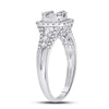 14k White Gold Womens Baguette Diamond Square Cluster Ring 3/4 Cttw