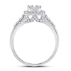 14k White Gold Womens Baguette Diamond Square Cluster Ring 3/4 Cttw
