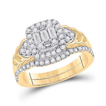  14k Yellow Gold Baguette Diamond Bridal Wedding Ring Band Set 3/4 Cttw