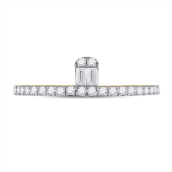 14k Yellow Gold Womens Baguette Diamond Band Ring 1/4 Cttw