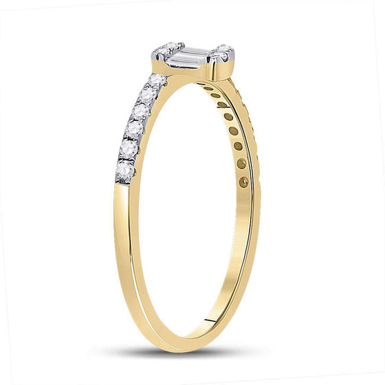 14k Yellow Gold Womens Baguette Diamond Band Ring 1/4 Cttw