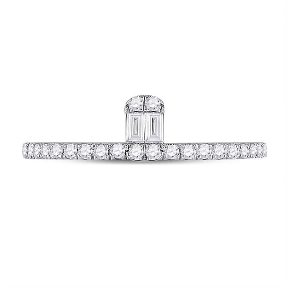 14k White Gold Womens Baguette Diamond Band Ring 1/4 Cttw