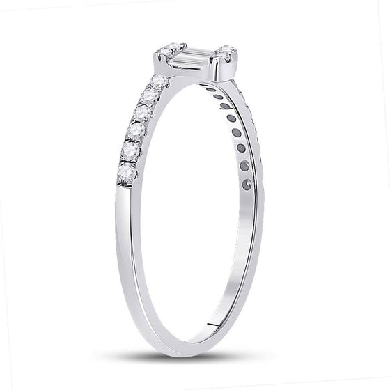 14k White Gold Womens Baguette Diamond Band Ring 1/4 Cttw